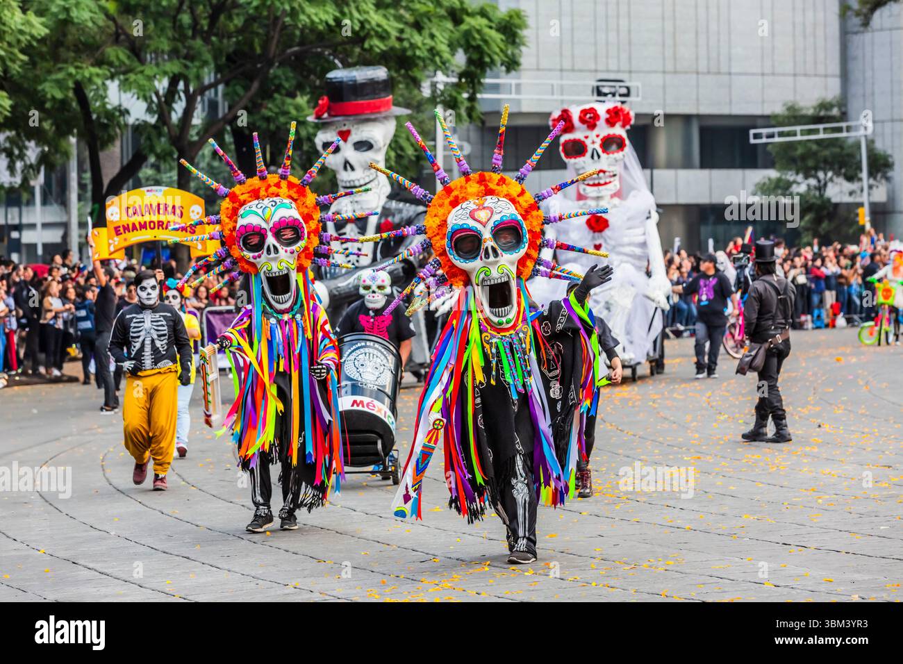 Mexican skulls during the Day of the Dead parade Stock Photo