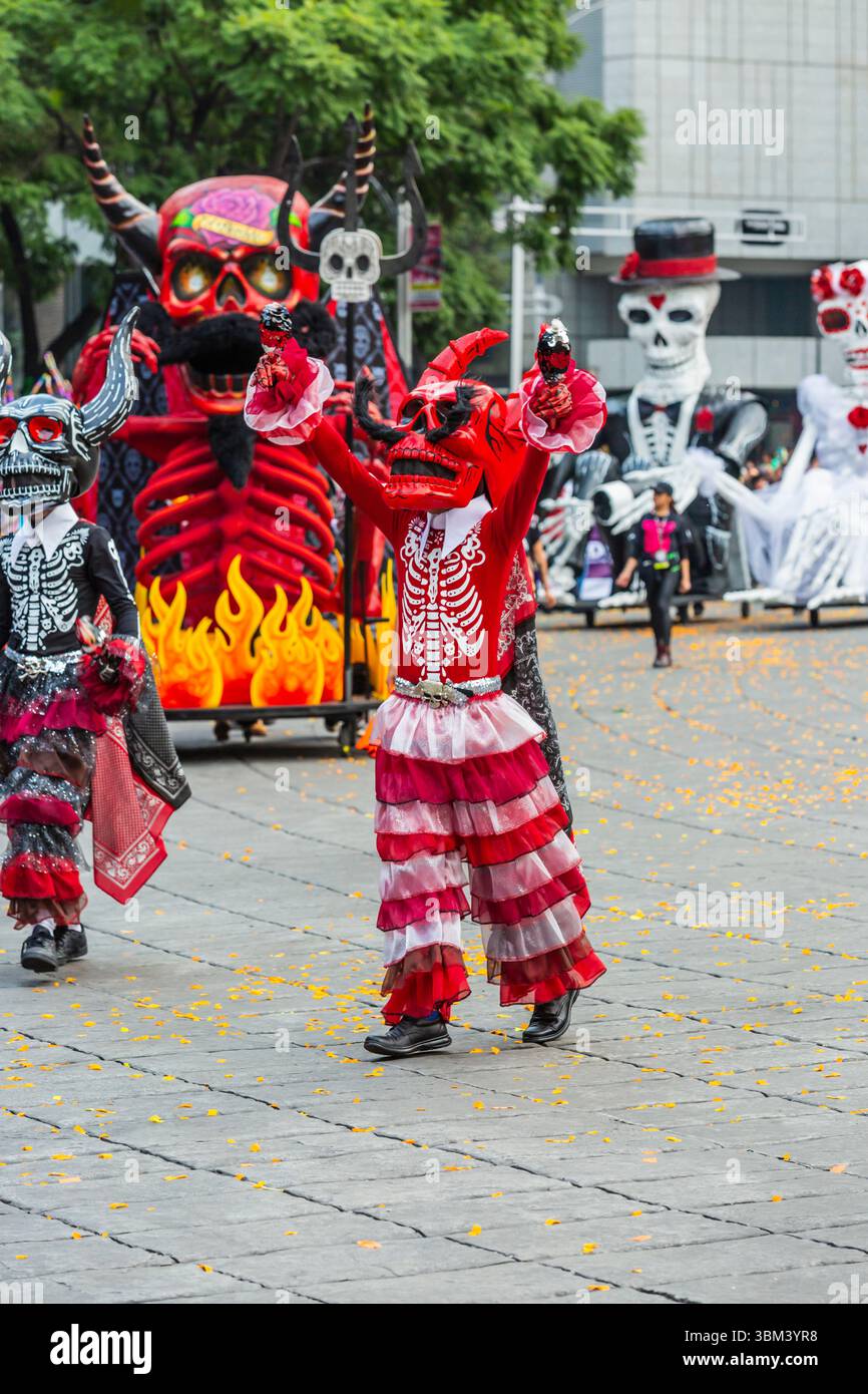 Mexican skulls during the Day of the Dead parade Stock Photo