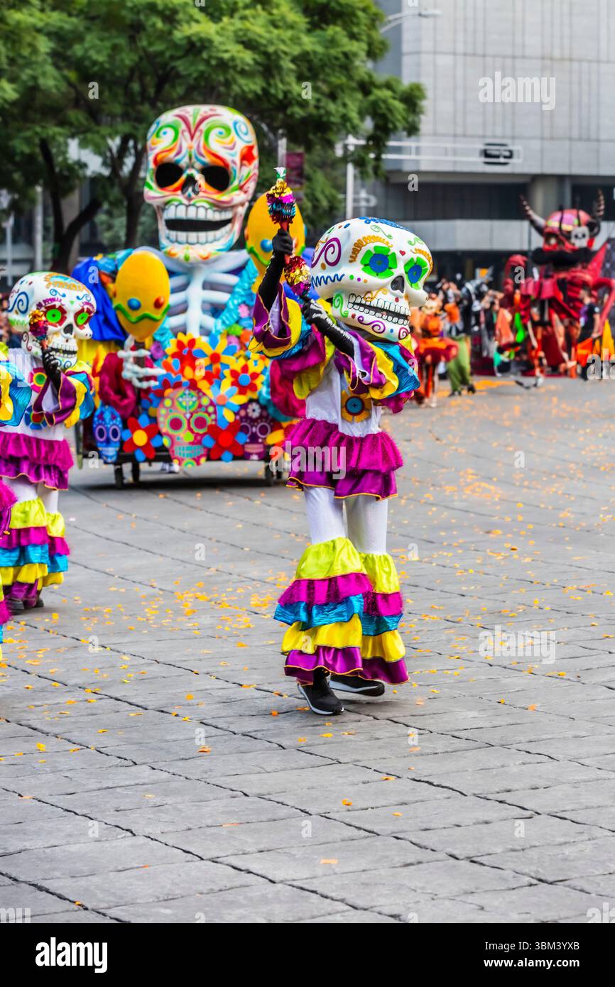 Mexican skulls during the Day of the Dead parade Stock Photo