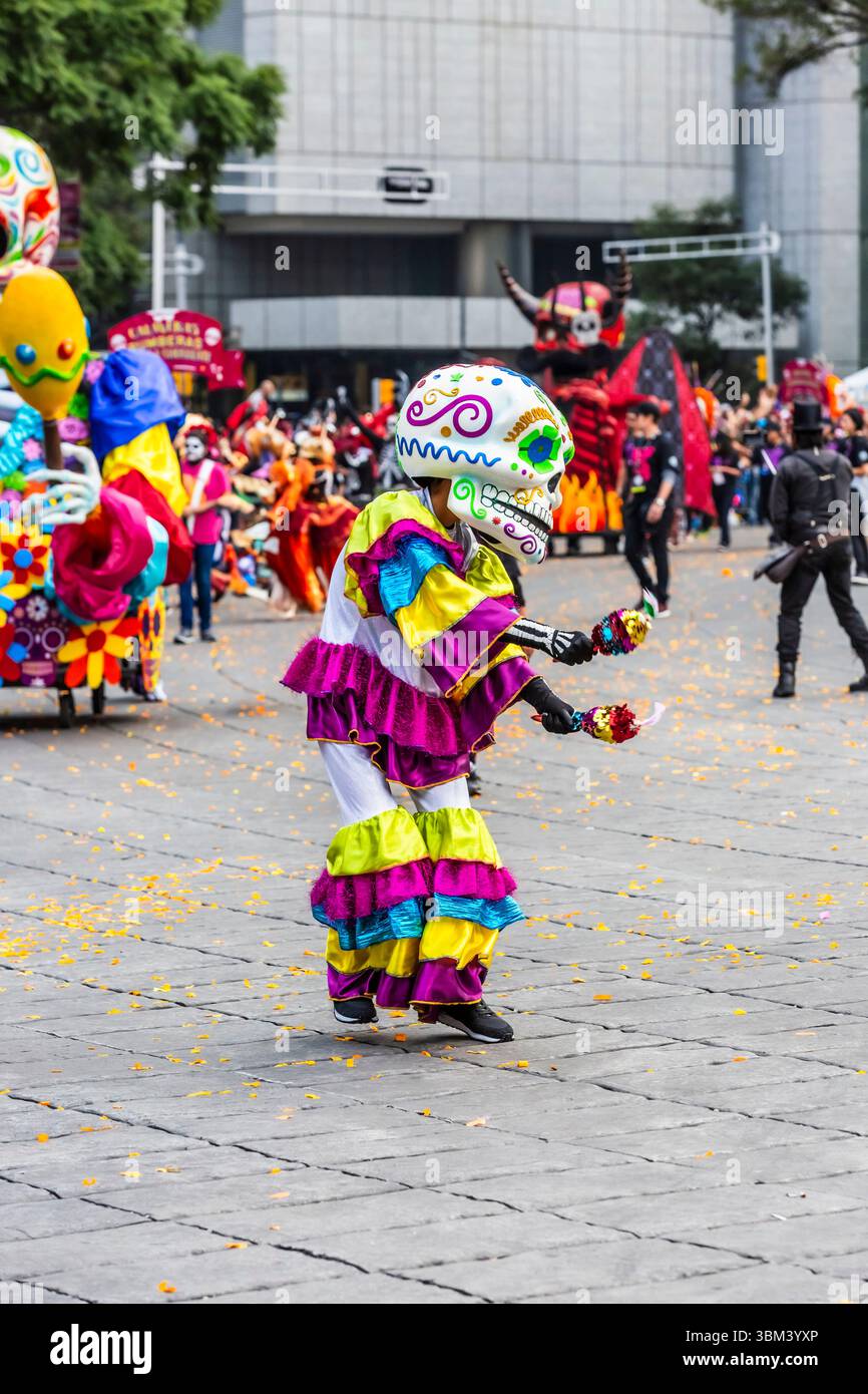 Mexican skulls during the Day of the Dead parade Stock Photo