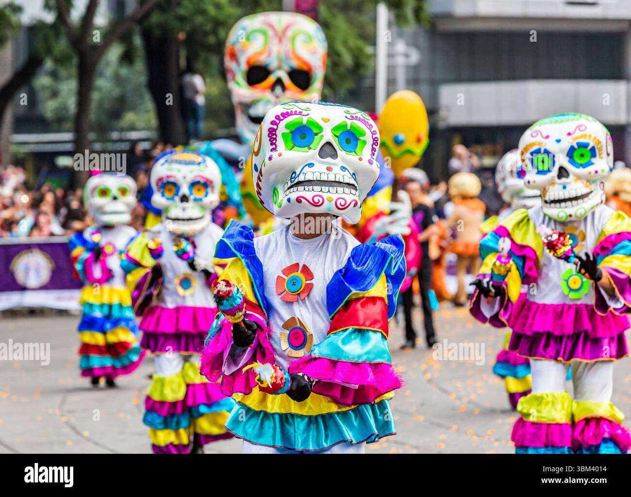 Mexican skulls during the Day of the Dead parade Stock Photo