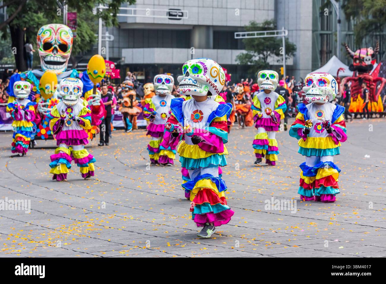 Mexican skulls during the Day of the Dead parade Stock Photo
