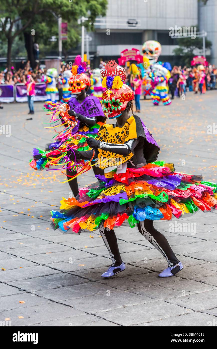 Mexican skulls during the Day of the Dead parade Stock Photo