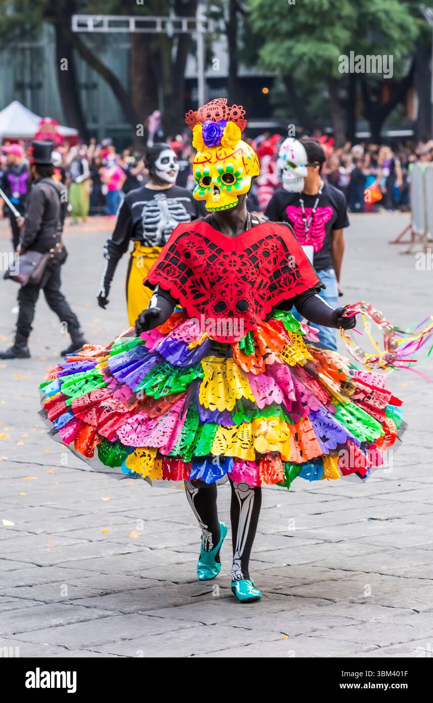 Mexican skulls during the Day of the Dead parade Stock Photo