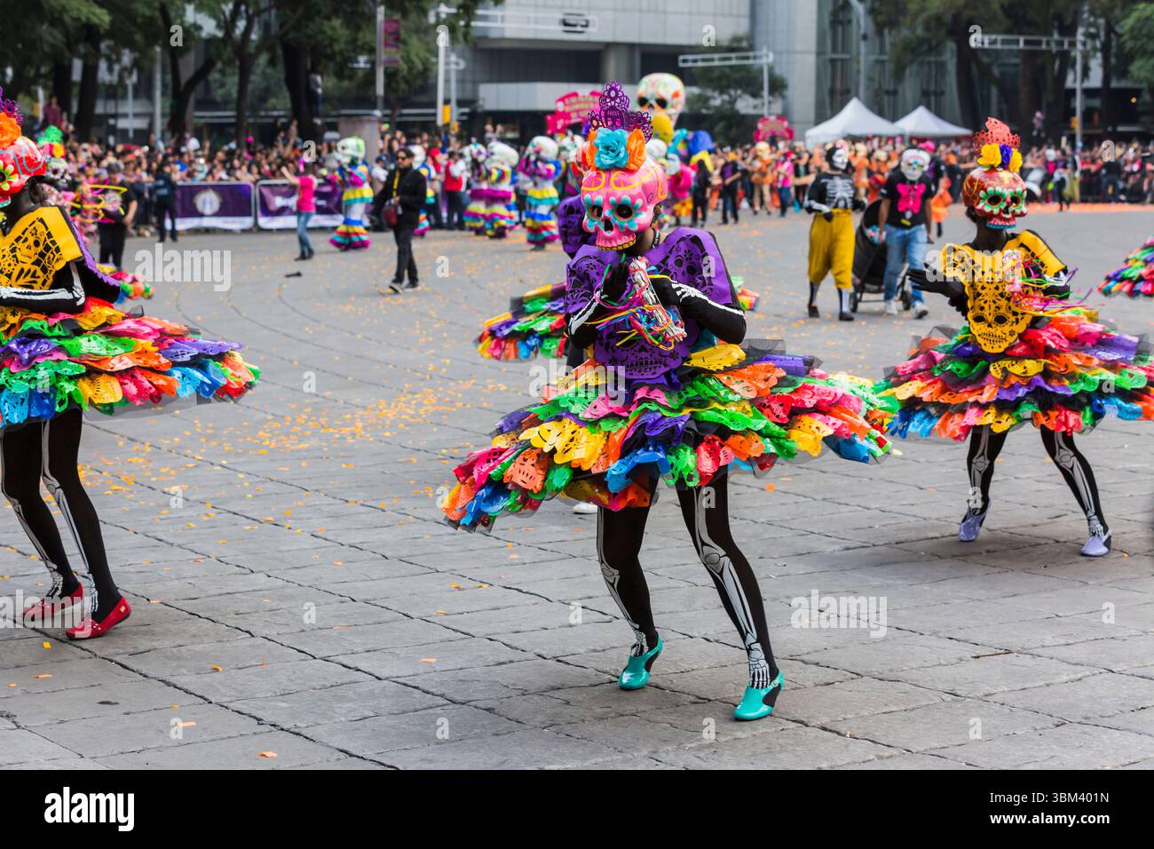 Mexican skulls during the Day of the Dead parade Stock Photo