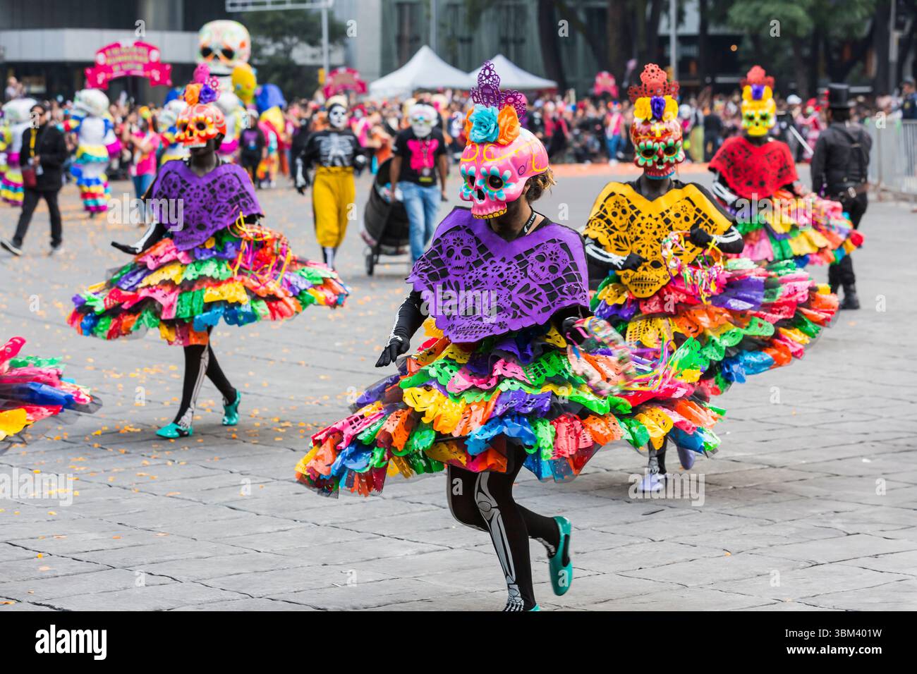 Mexican skulls during the Day of the Dead parade Stock Photo