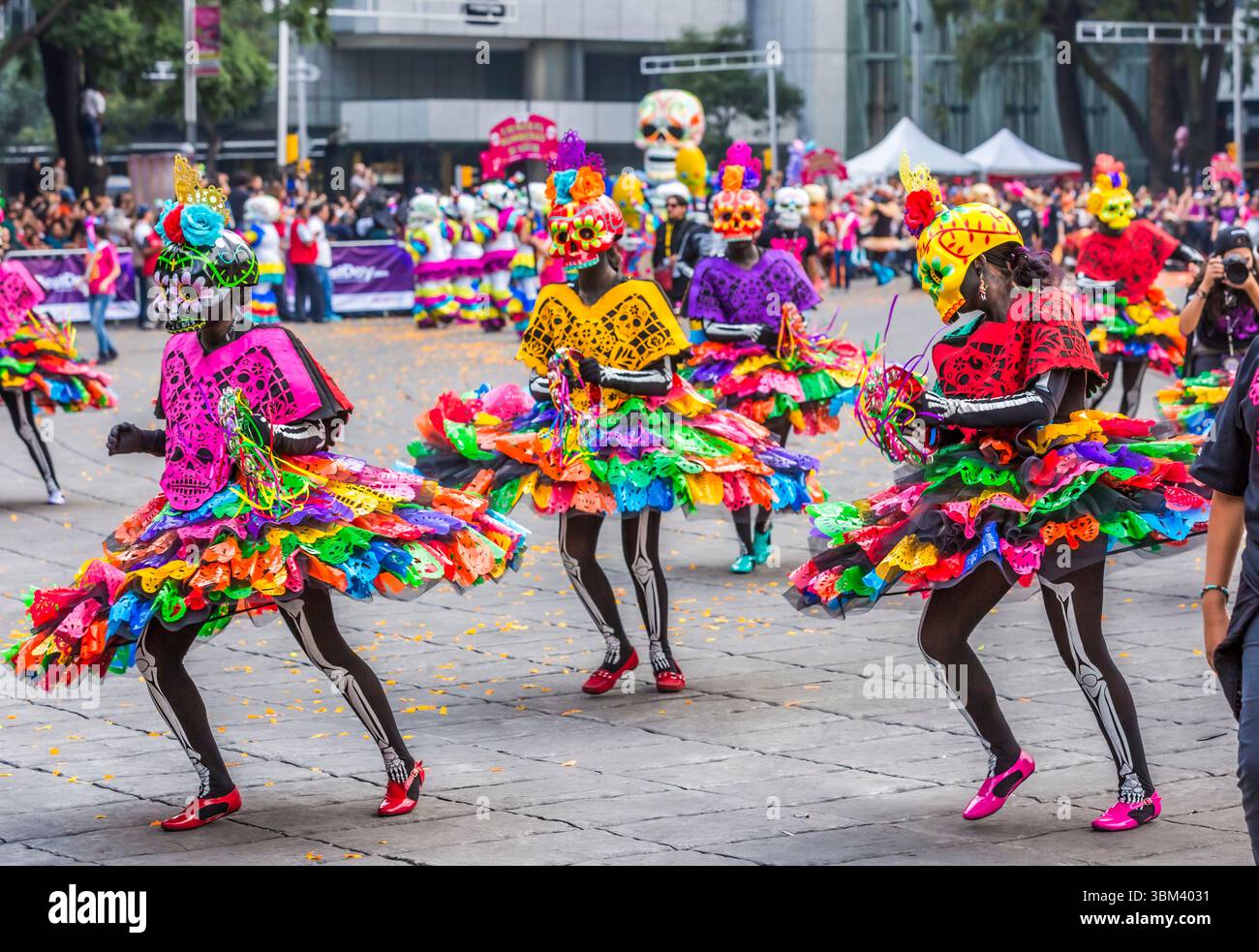 Mexican skulls during the Day of the Dead parade Stock Photo