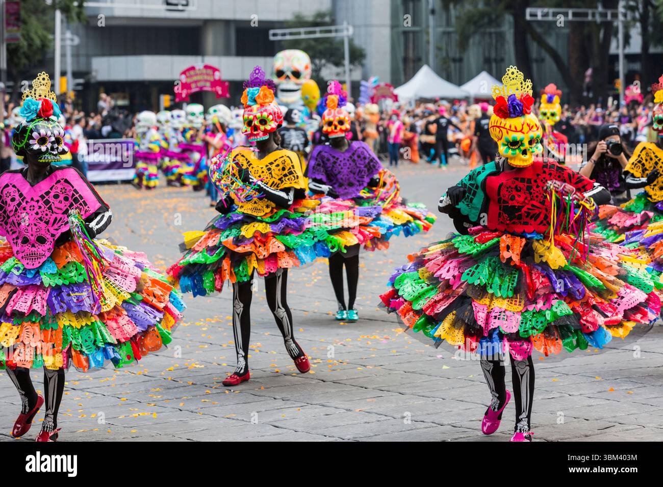 Mexican skulls during the Day of the Dead parade Stock Photo