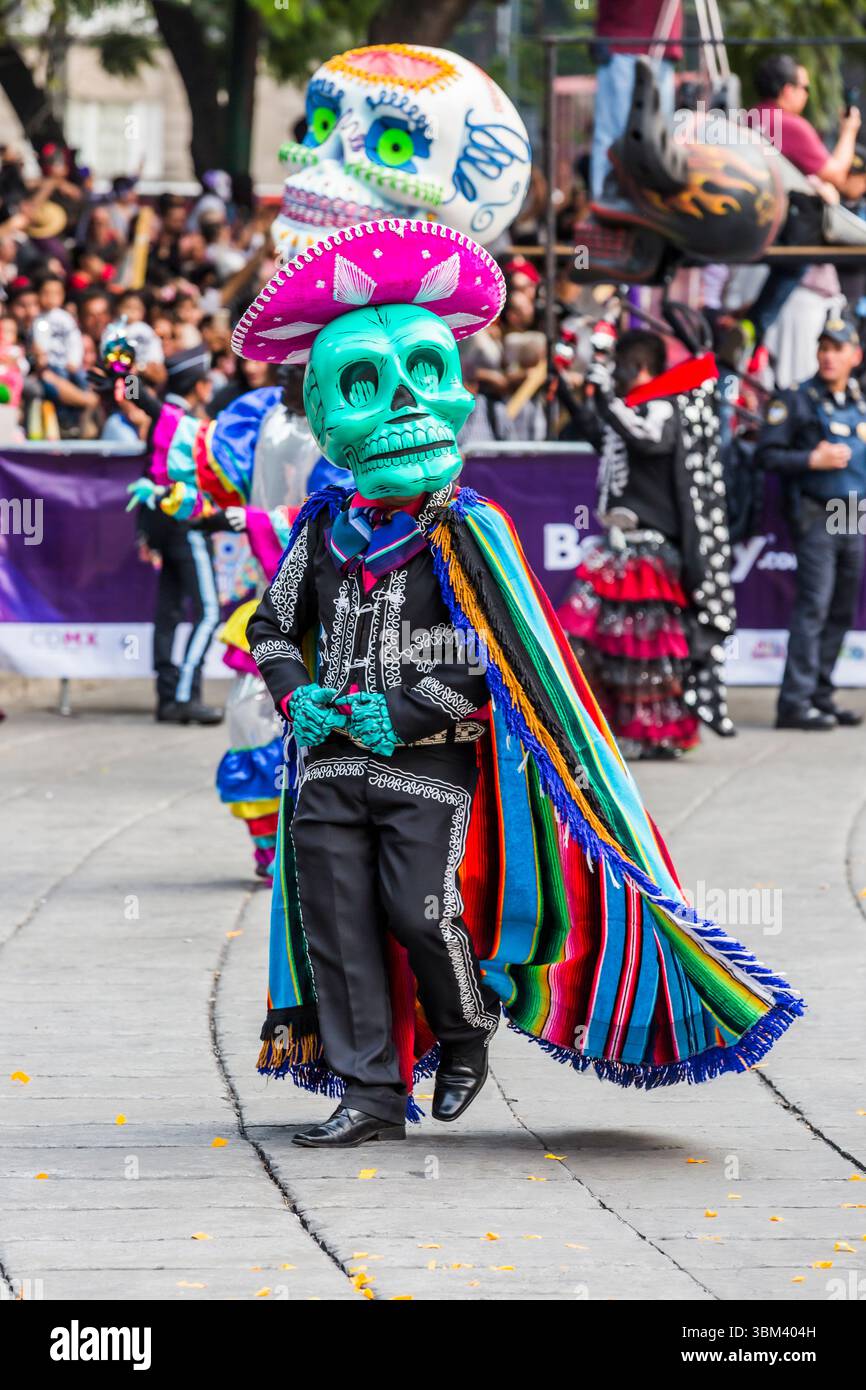 Mexican skulls during the Day of the Dead parade Stock Photo