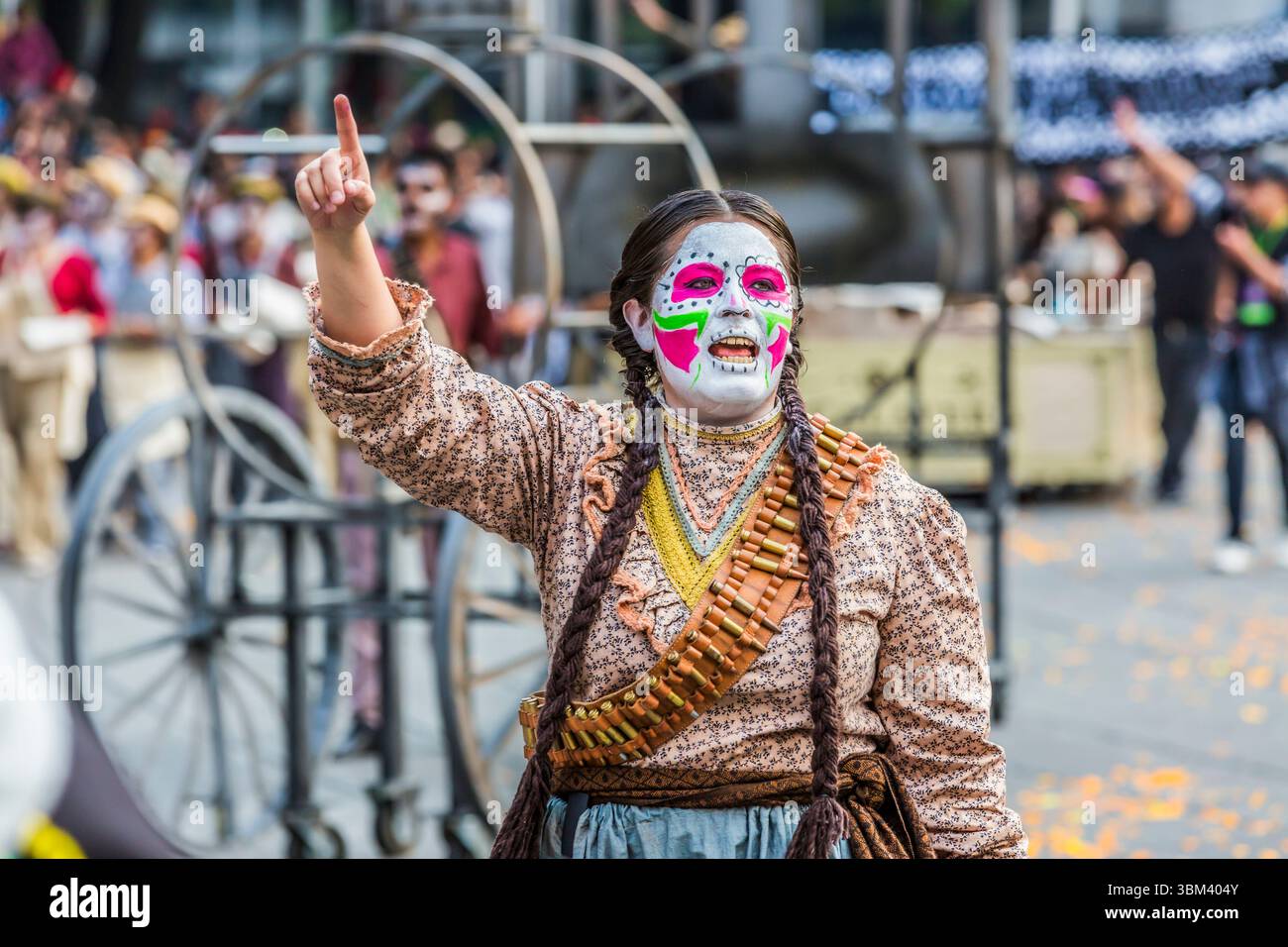 Mexican skulls during the Day of the Dead parade Stock Photo