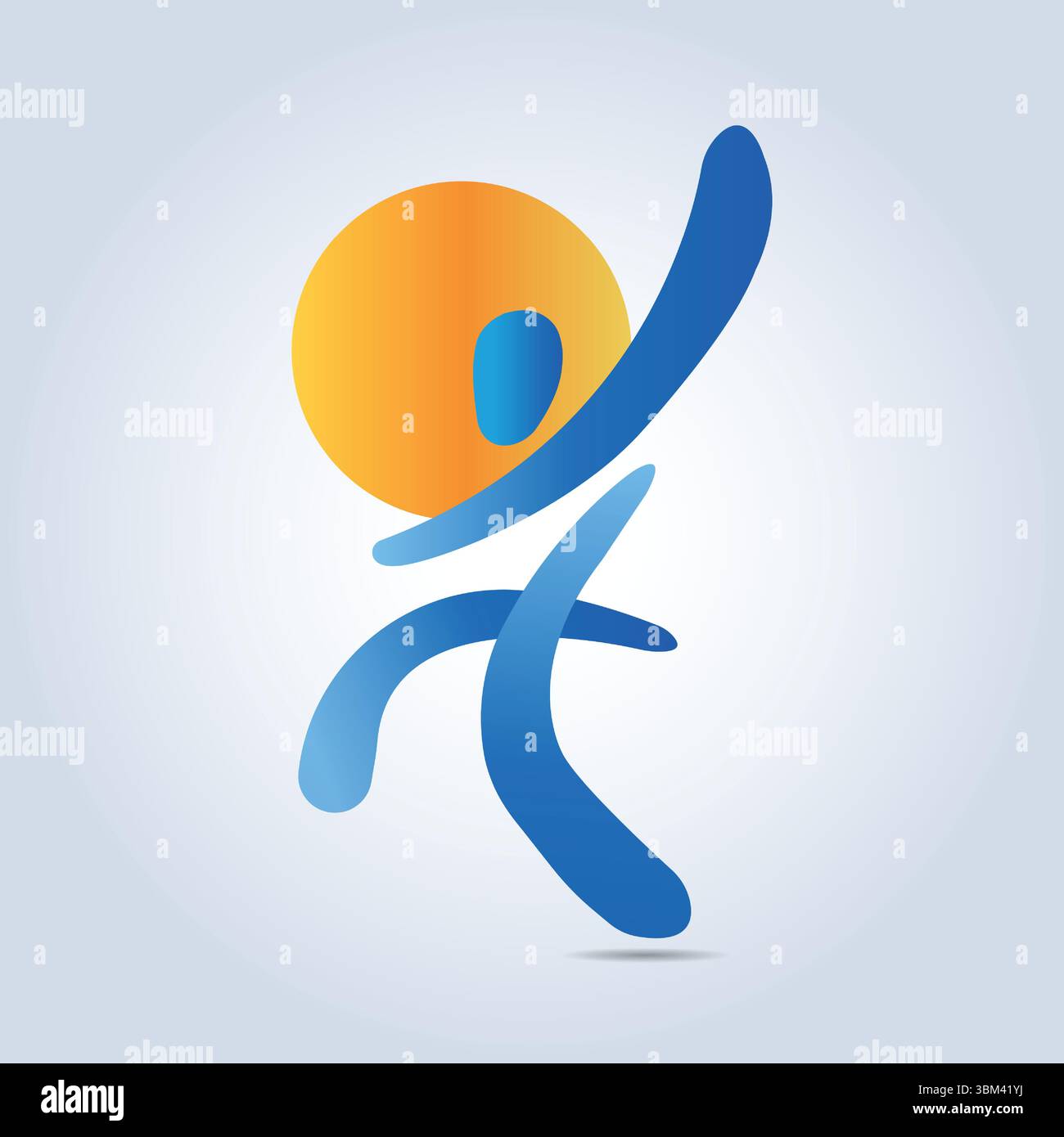 Human logo, sport logo with blue gradient Stock Vector