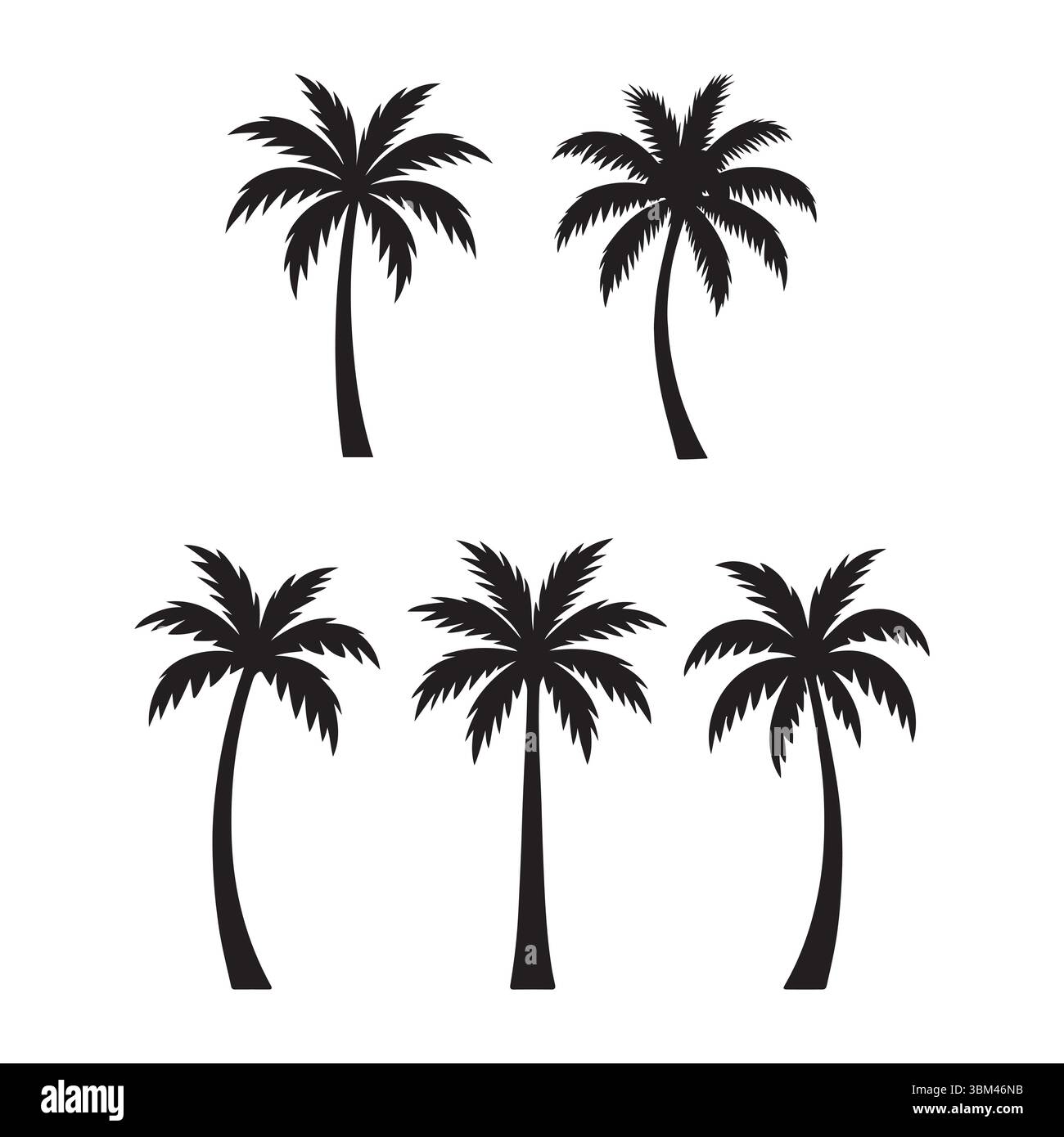 Palm Tree Silhouette Isolated on White Background – Tropical Vector Icon Stock Vector