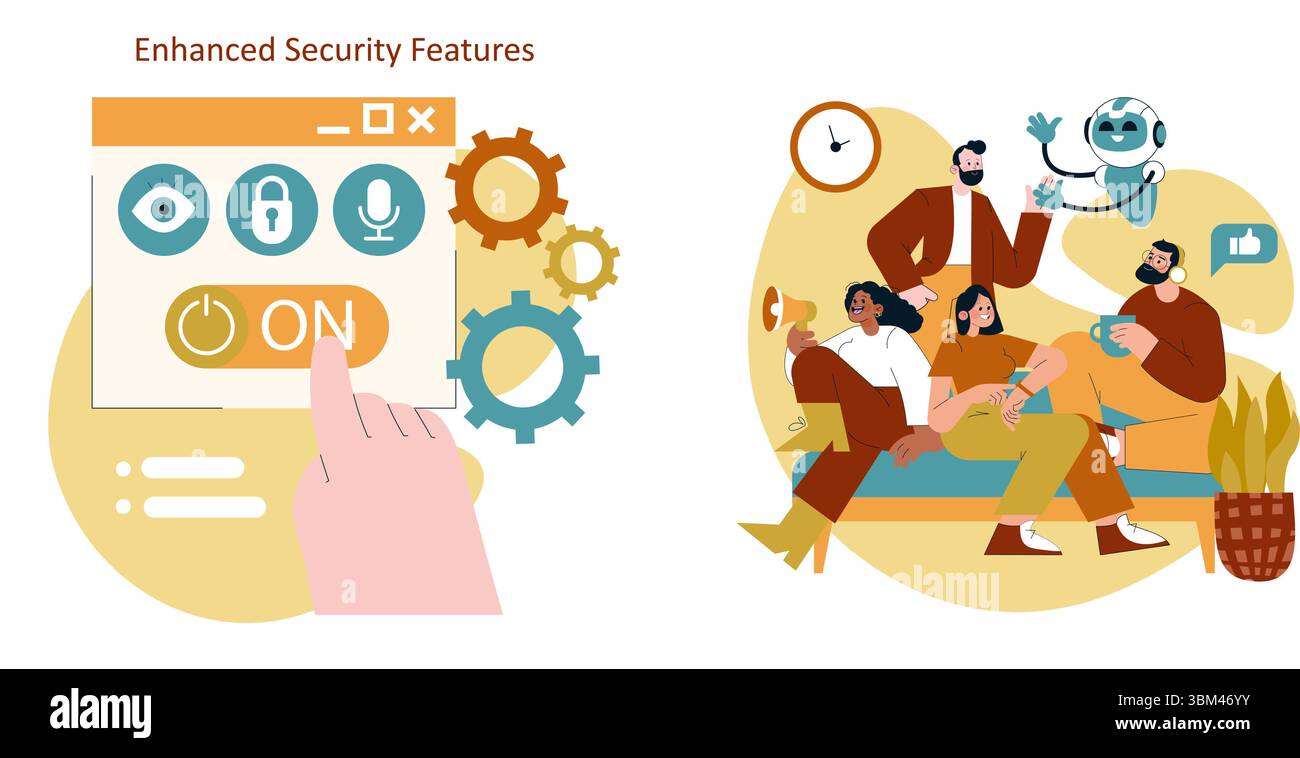 Security Setup User Interface Vector illustration focused on enhanced security features for digital ...