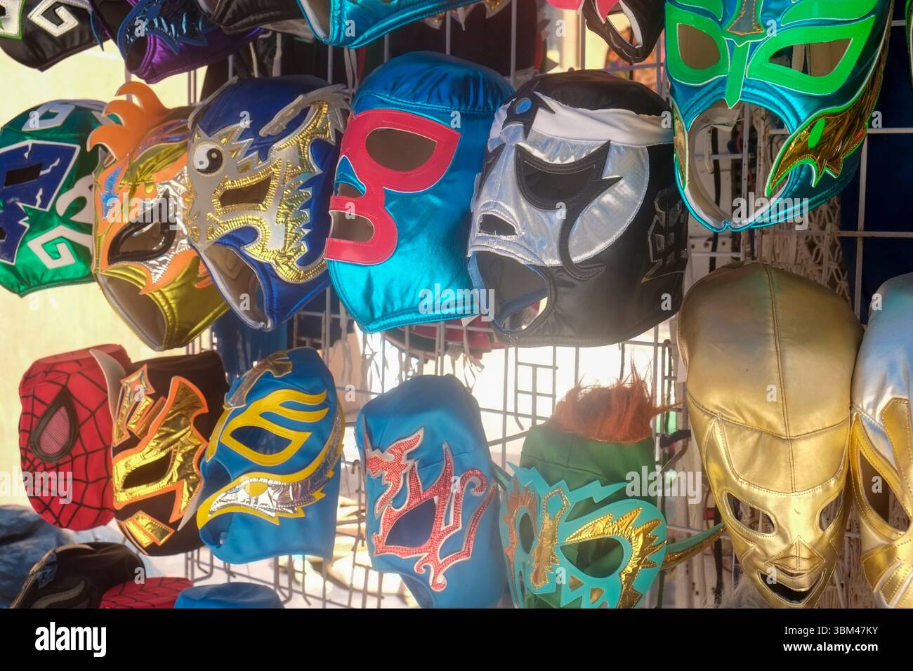 Playa del Carmen, Mexico. Nacho Libre masks for sale Stock Photo
