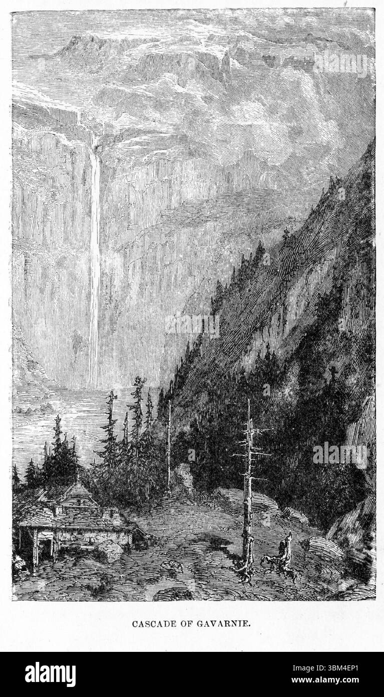 Engraving of the Cascade of Gavarnie, France, from Wonders and Beauties ...