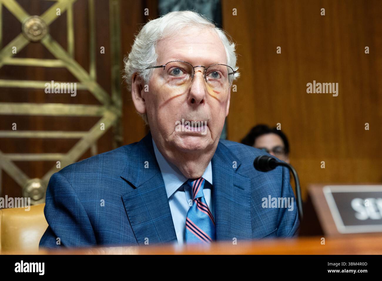 U.S. Senator Mitch McConnell (R-KY) speaking at a hearing of the Senate