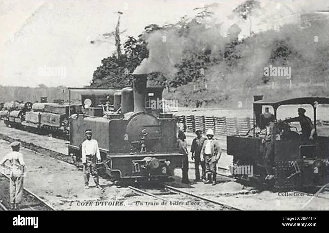Le train d'Abidjan a Ouagadougou, ca 1898 - Cot d'Ivoire - Un train de ...
