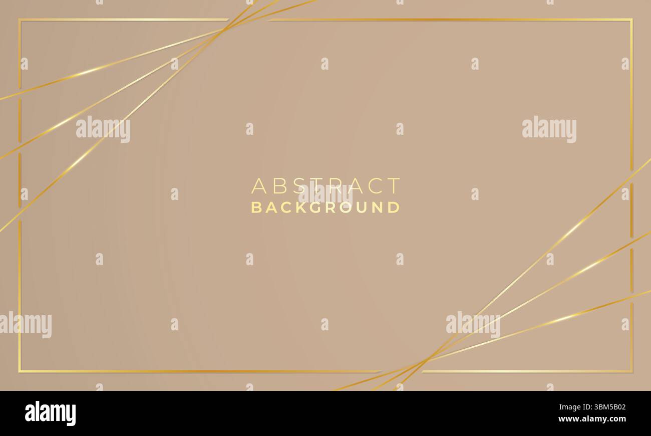 Abstract background low poly golden lines with beige colour background, empty blank space Stock Vector