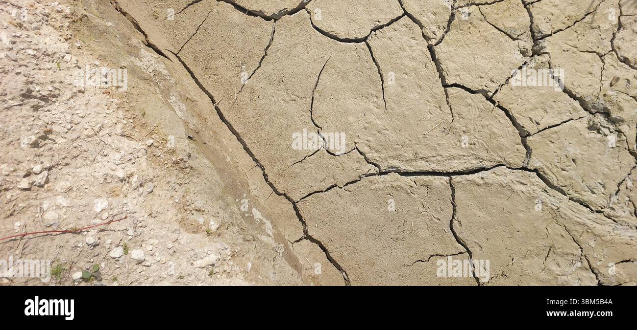 This cracked dried earth illustrates the severe effects of drought in a ...