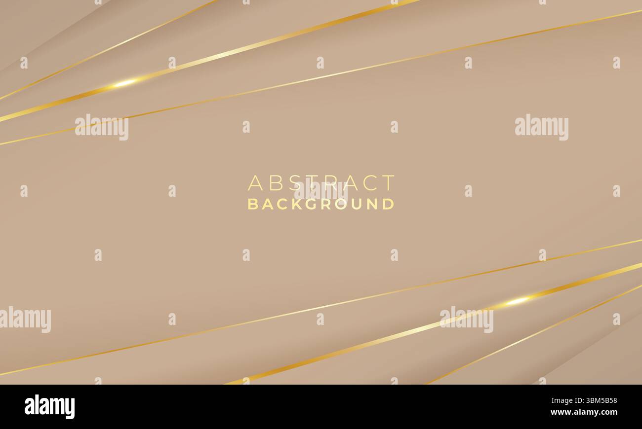 Abstract beige background with geometric low poly golden lines, empty space Stock Vector