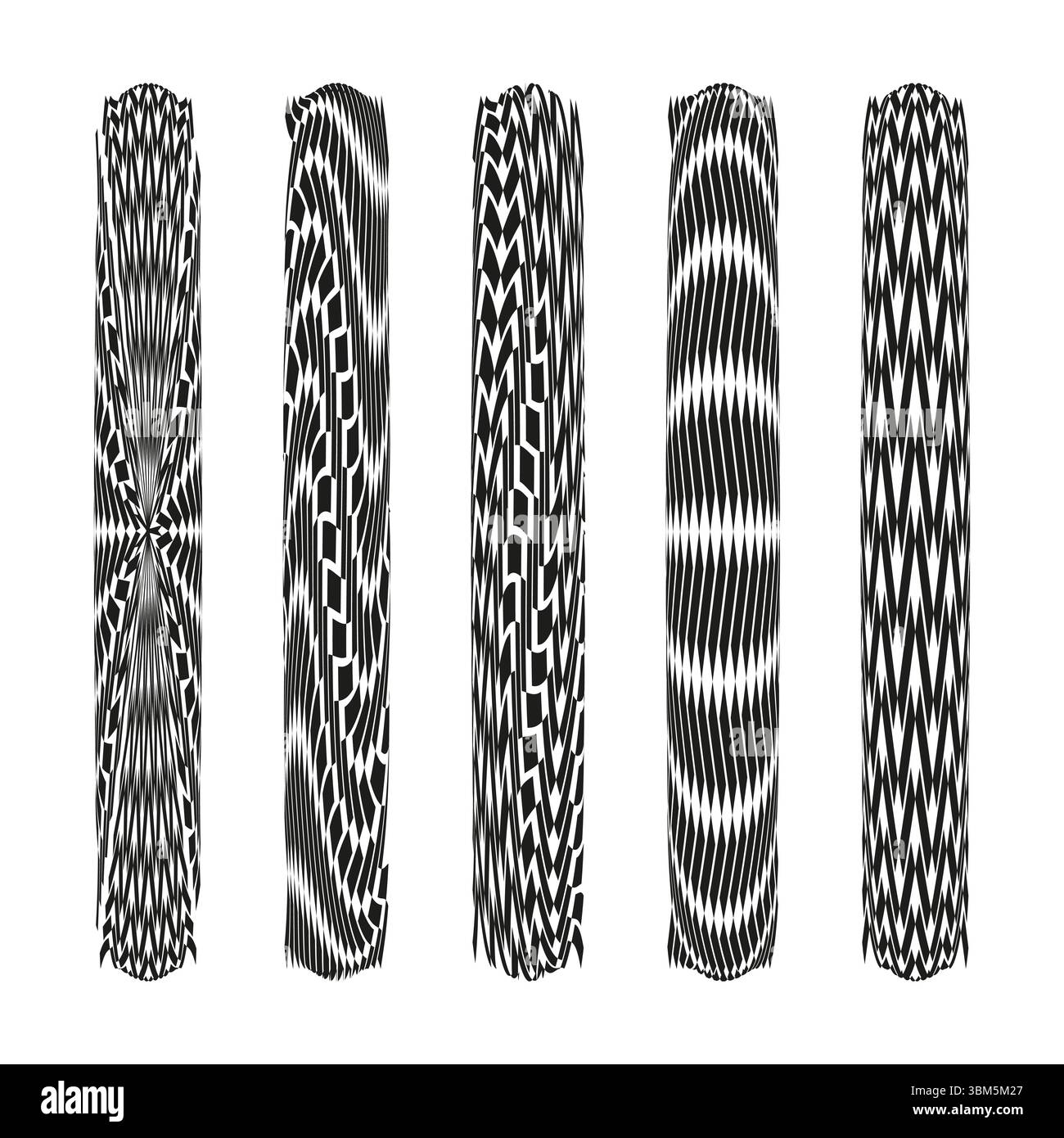 Braided rope strips. Woven cord patterns. Twisted fiber design. Vector ...