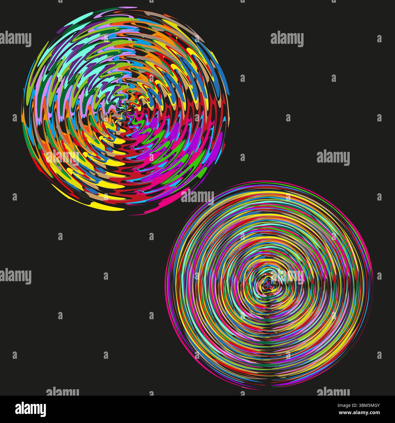 Colorful circles abstract. Concentric ring pattern. Vibrant spheres Vector. Dynamic graphic element. Stock Vector