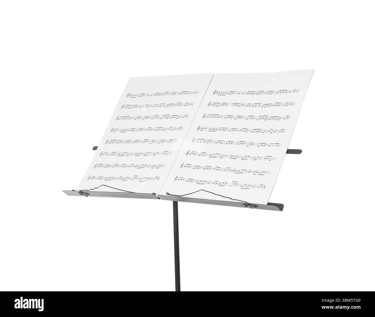 Stand with music sheets isolated on white Stock Photo - Alamy