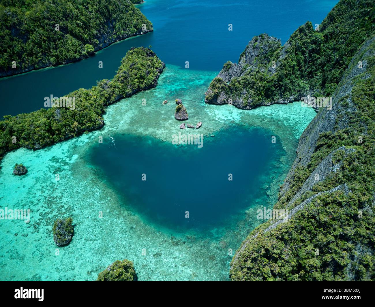 Masool Raja Island Love Pool, Dafalen Island, Misool, Raja Ampat, Indonesia - aerial Stock ...
