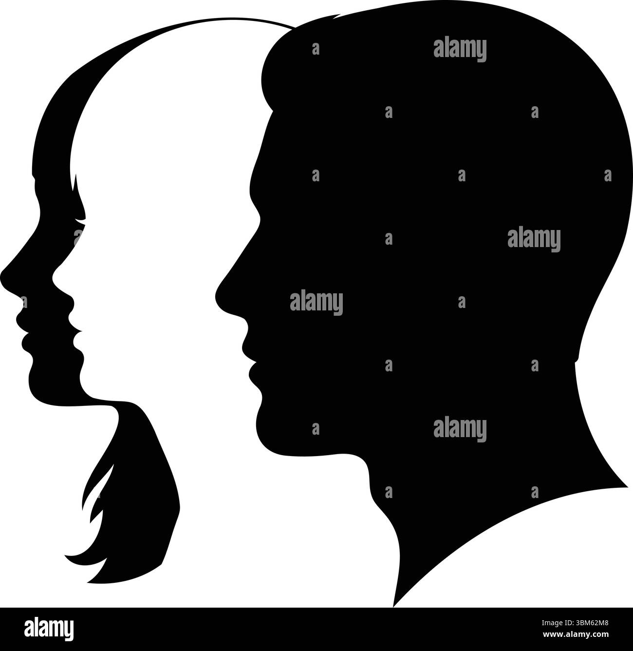 Man and Woman Face Silhouette Vector Stock Vector