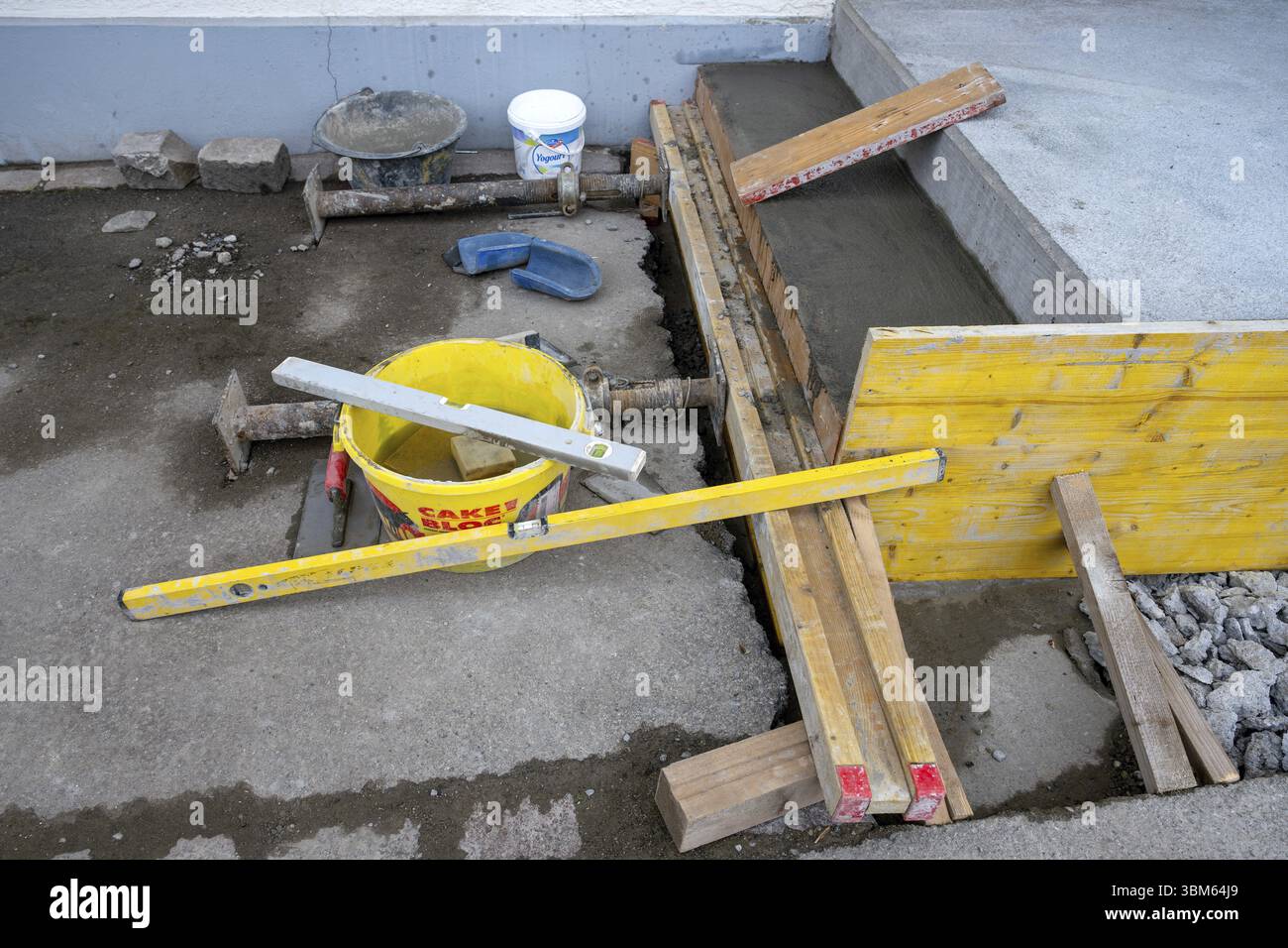 Concreting steps on site Stock Photo