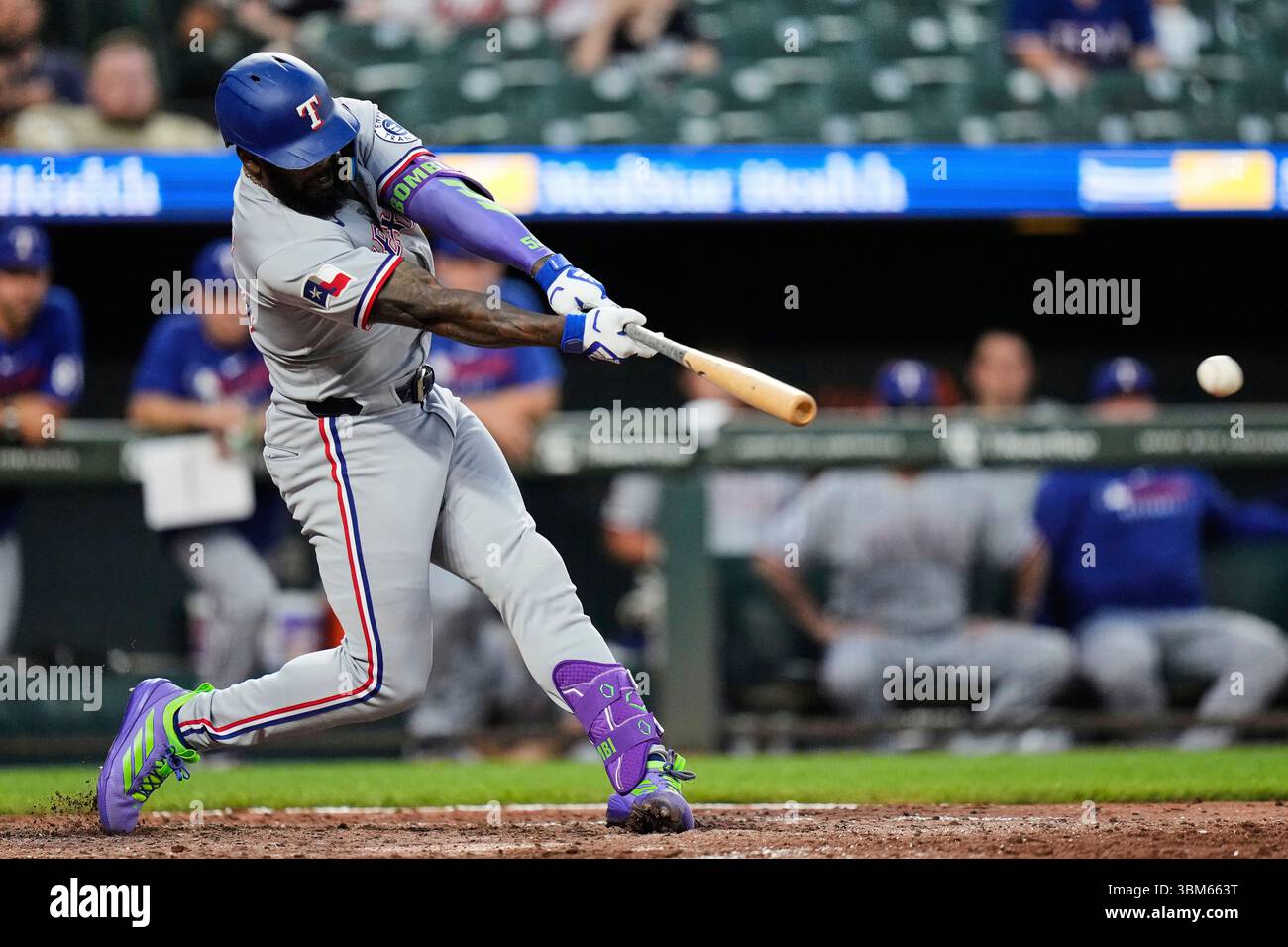 Texas Rangers' Adolis Garcia hits an RBI double to score Corey Seager ...