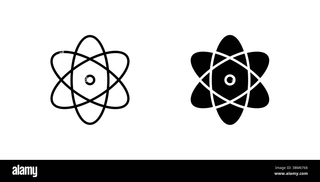 Abstract atom molecule icon set symbolizing science, physics, and chemistry. Perfect for research, education, and technology themes. Stock Vector