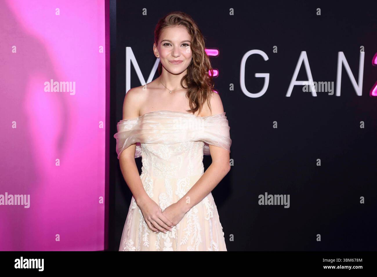 Actor Amie Donald attends the premiere of "M3GAN 2.0" at AMC Lincoln