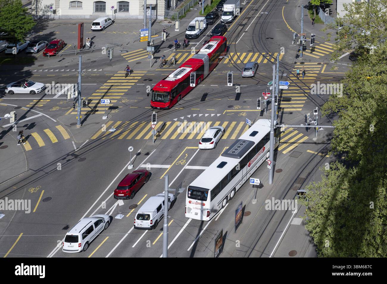 Crossing with pedestrian crossing, Bern, Switzerland, Europe Stock Photo
