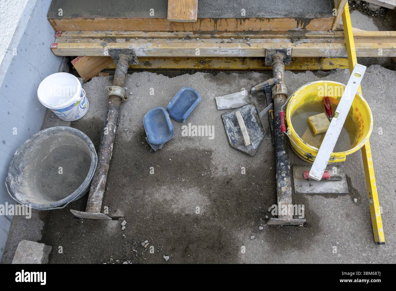 Concreting steps on site Stock Photo