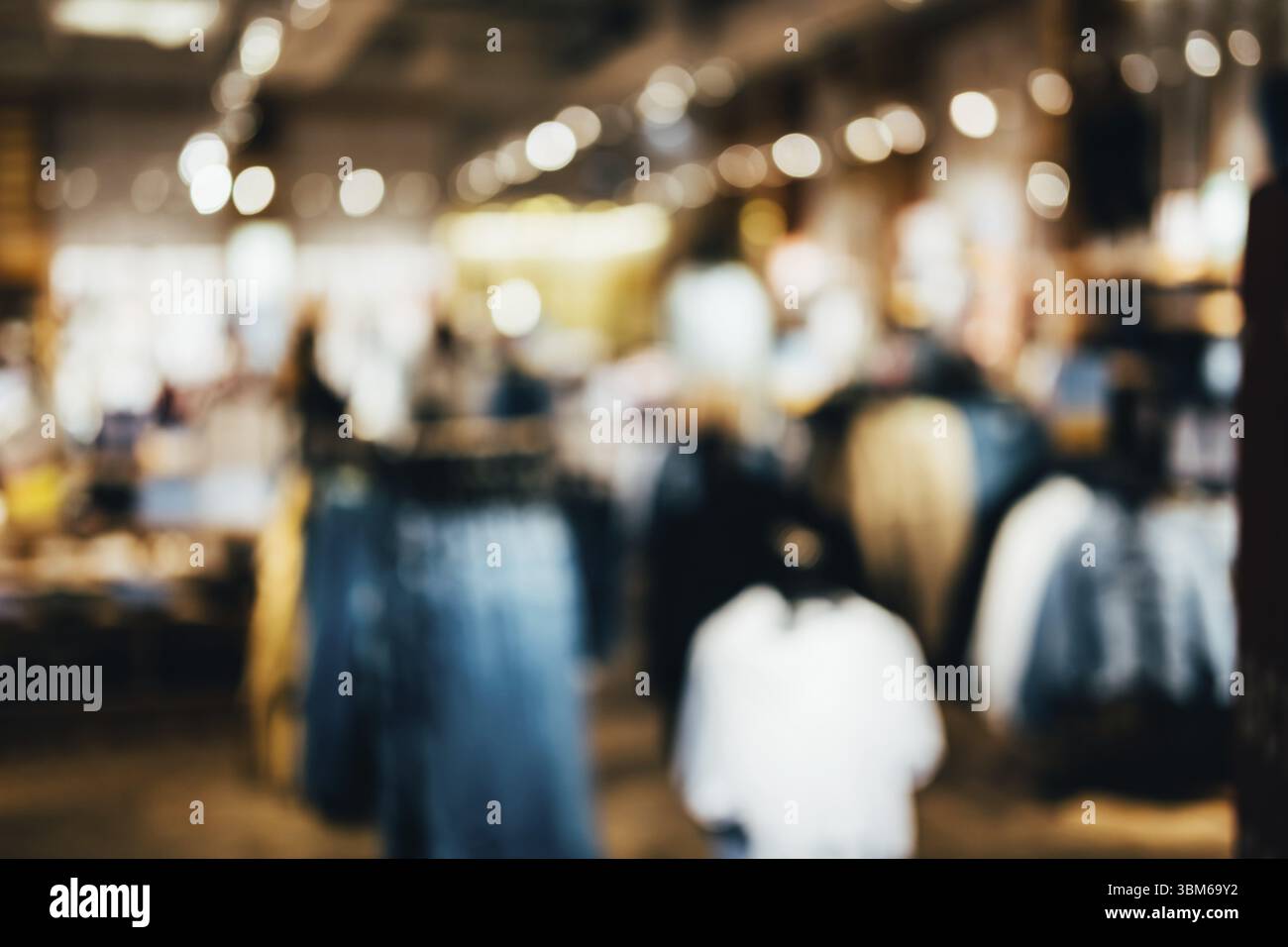 Abstract blurred background of interior jeans store Stock Photo