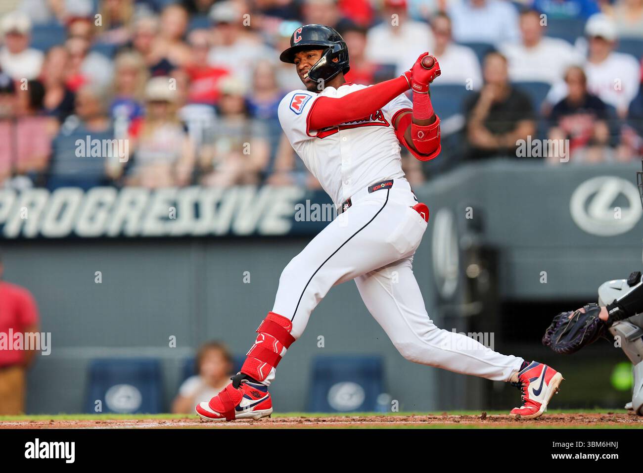 CLEVELAND, OH - JUNE 24: Cleveland Guardians third baseman Jose Ramirez ...