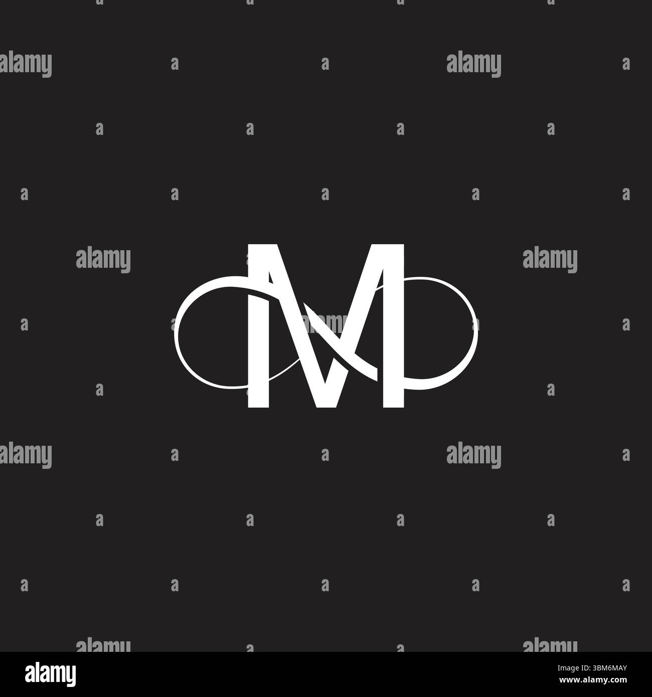 letter m infinity overlapping linked curves logo vector Stock Vector