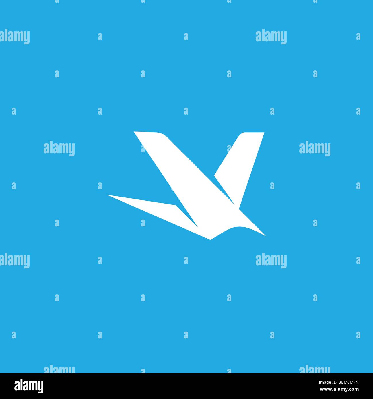letter v bird fly blue sky simple geometric logo vector Stock Vector