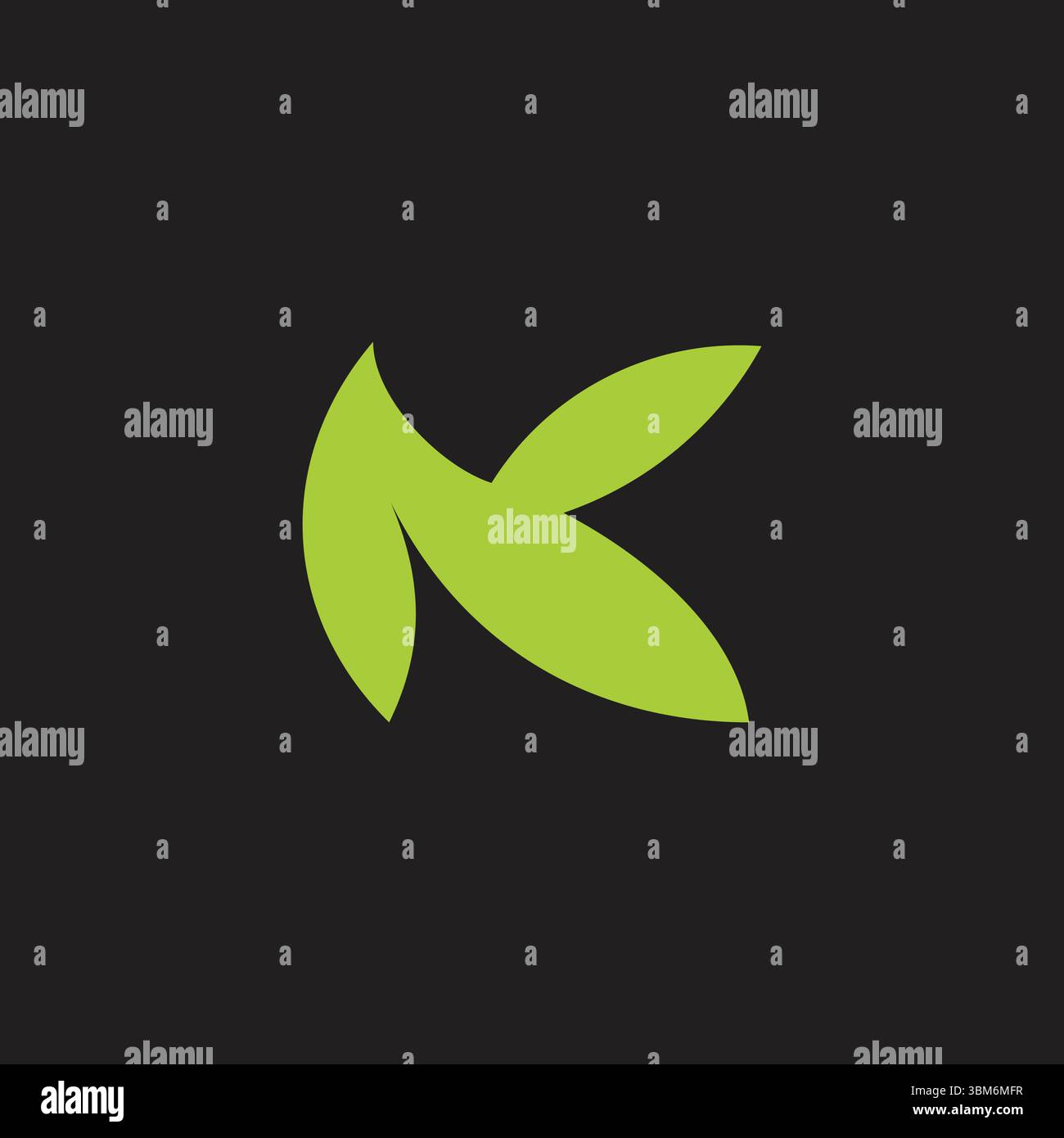 letter nk simple green leaf abstract geometric logo vector Stock Vector