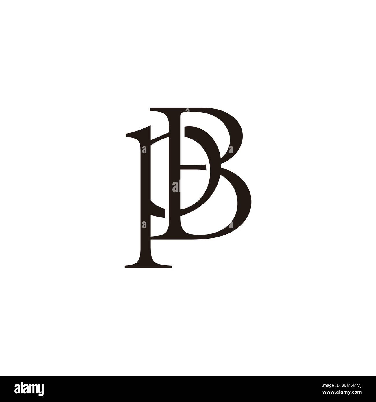 letters bp 3d linked overlapping flat logo vector Stock Vector