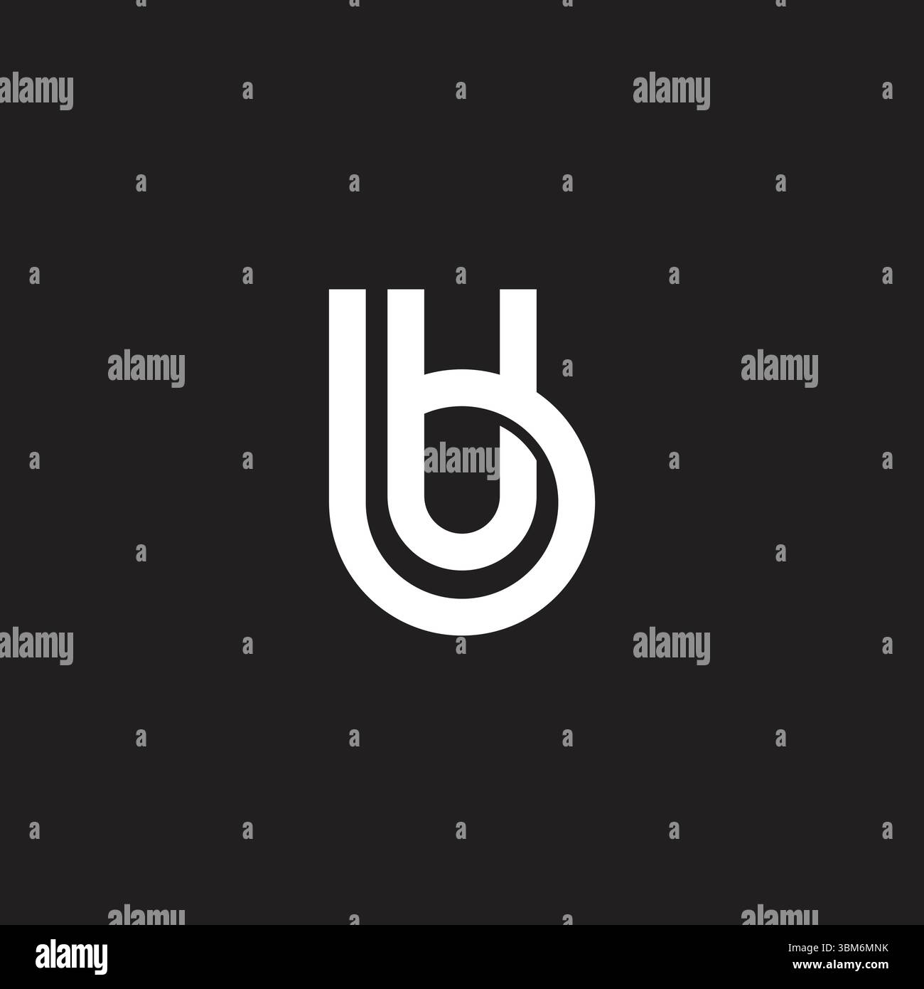 letter bu linked 3d flat simple geometric loop logo vector Stock Vector