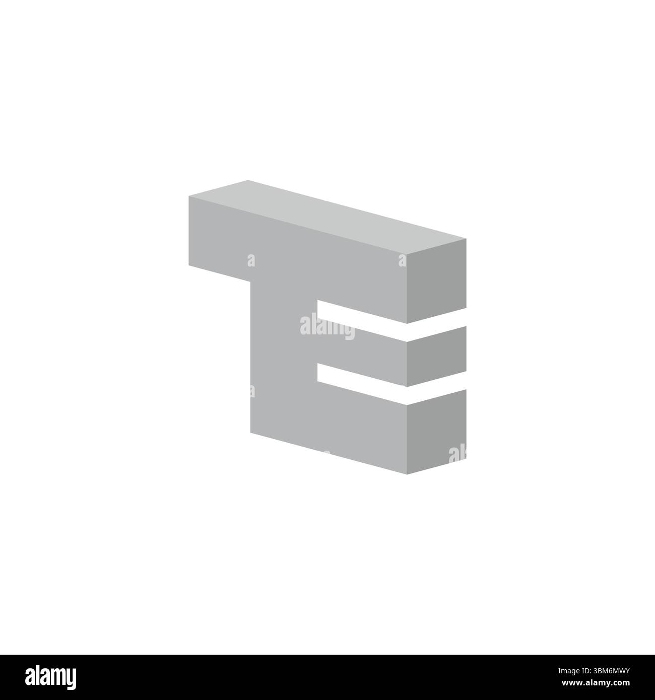 letter te simple 3d flat shadow gradient logo vector Stock Vector