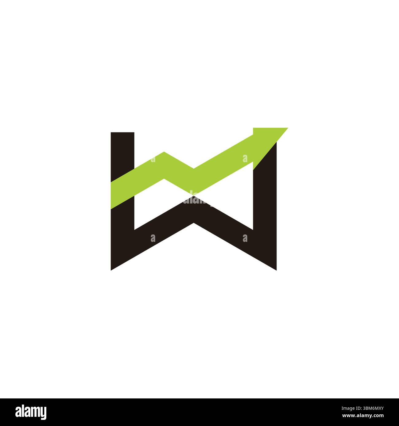 letter w arrow up chart green simple work logo vector Stock Vector