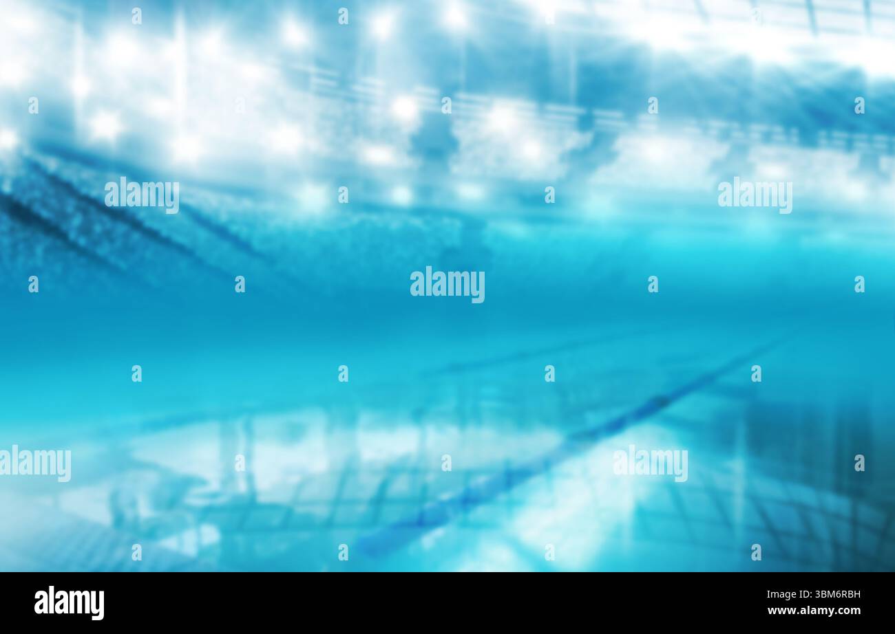 Competition swimming pool is reflecting stadium lights in flat design ...