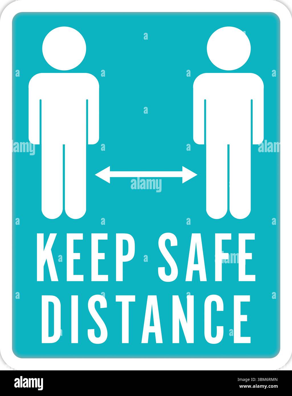 Vertical image of keep safe distance text and arrow between two figures ...