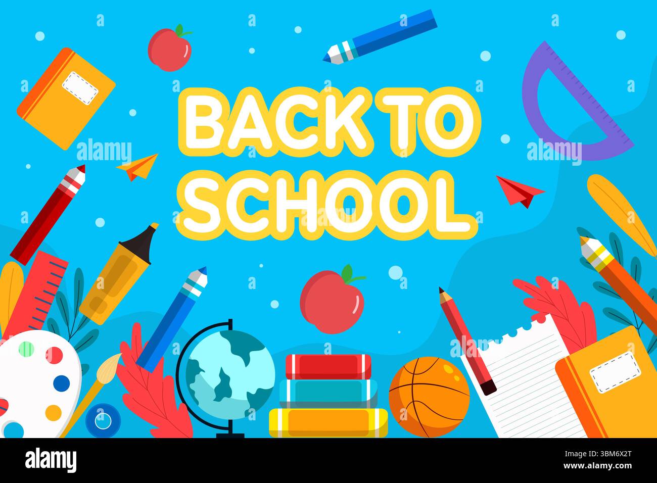 back to school background illustration in flat design Stock Vector