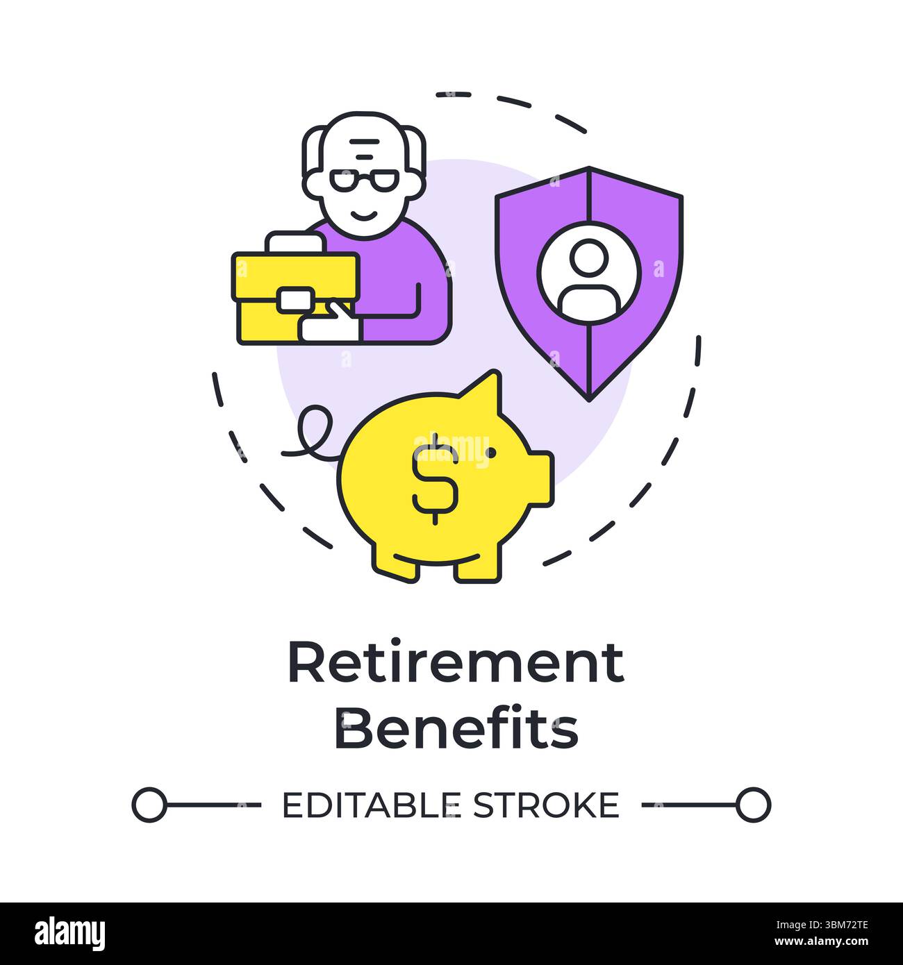 Retirement benefits multi color concept icon Stock Vector