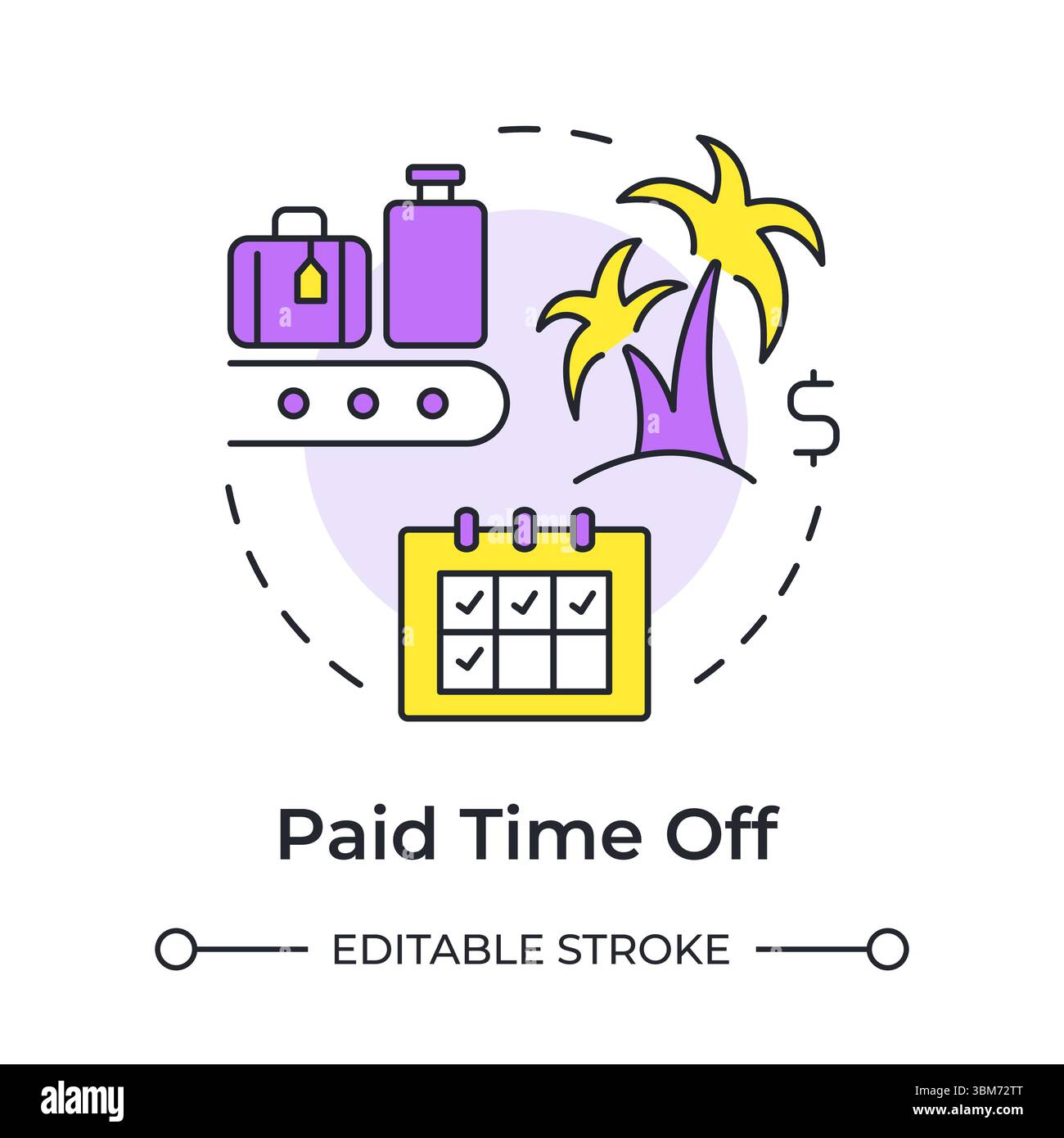 Paid time off multi color concept icon Stock Vector