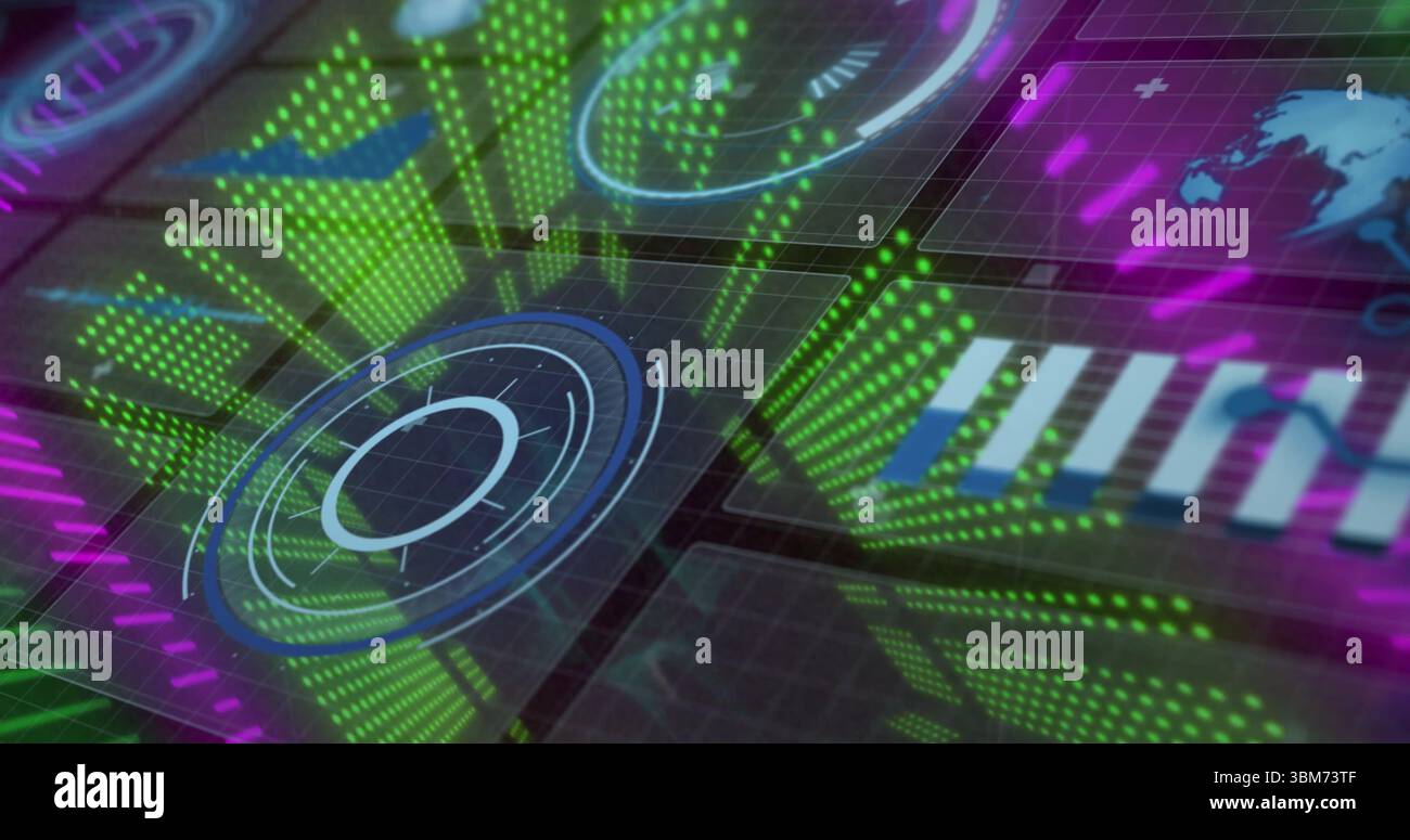 Floating circular gauge display panel in virtual dashboard, with green ...